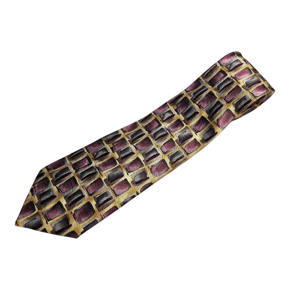J. GARCIA Men 100% Silk Tie Necktie 2005 Collection Forty Extra Long Purple Gold